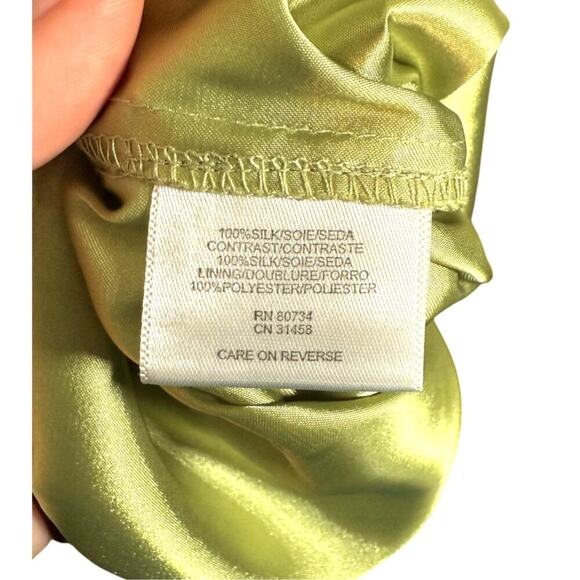 Vintage Y2K BCBG Max Azria Green 100% Silk Empire Waist Sun Dress Cocktail Party - Picture 3 of 4